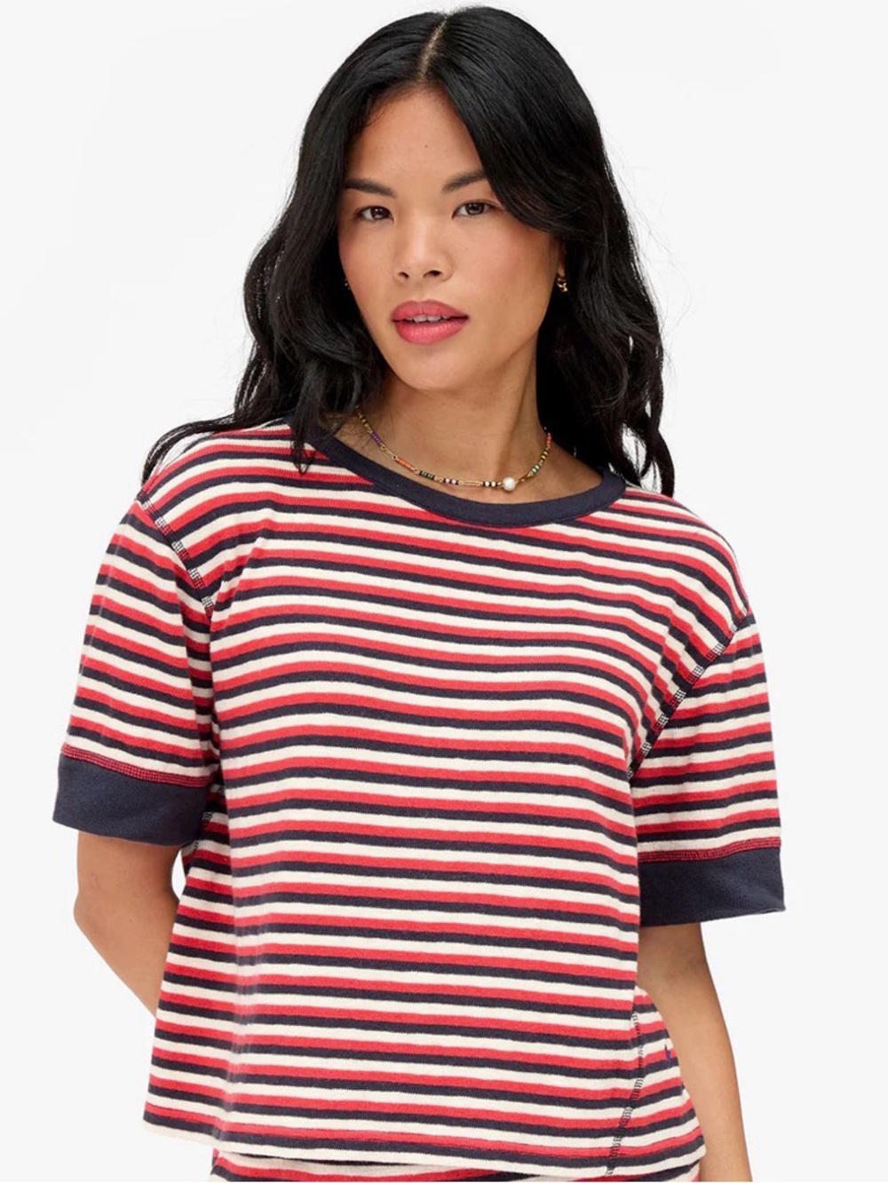 Clare V BateauTop — Red, White & Navy - Picture 1 of 5